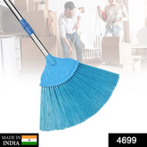 Broom With Long Stainless Steel Rod And Extendable Cobweb Cleaner Stick